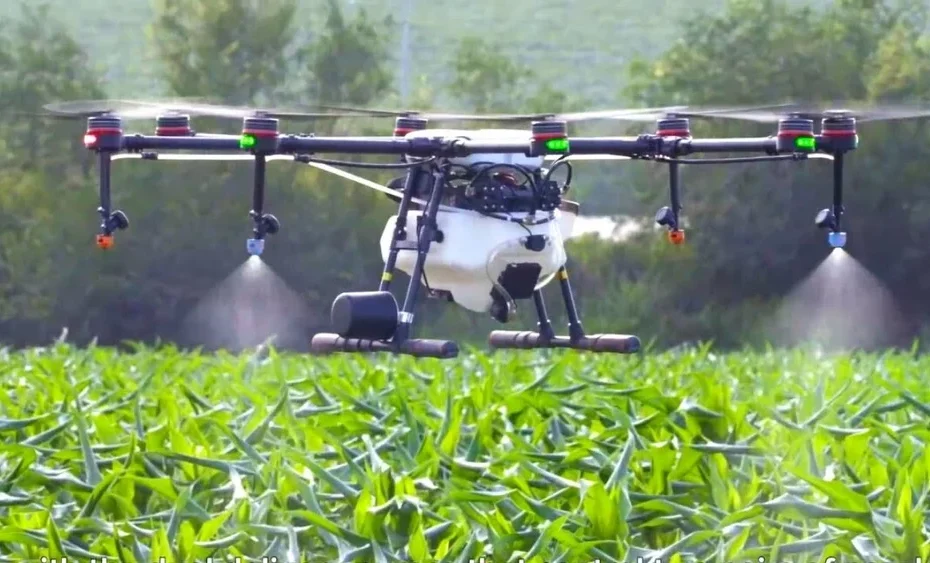 Illustration of agriculture spraying drone, showing the drone nozzles. Drone image source Indiamart