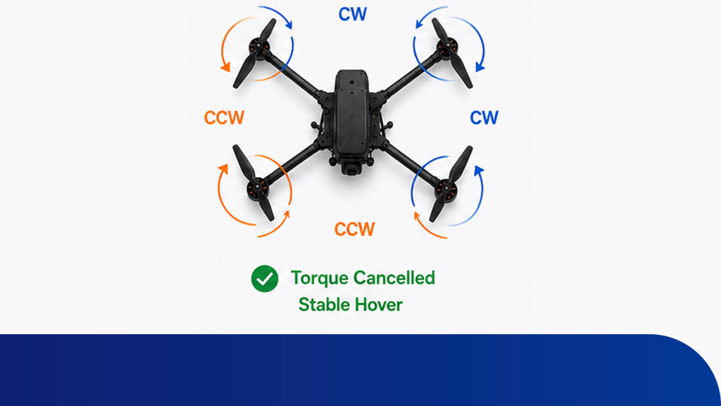 torsi propeller drone ccw dan cw